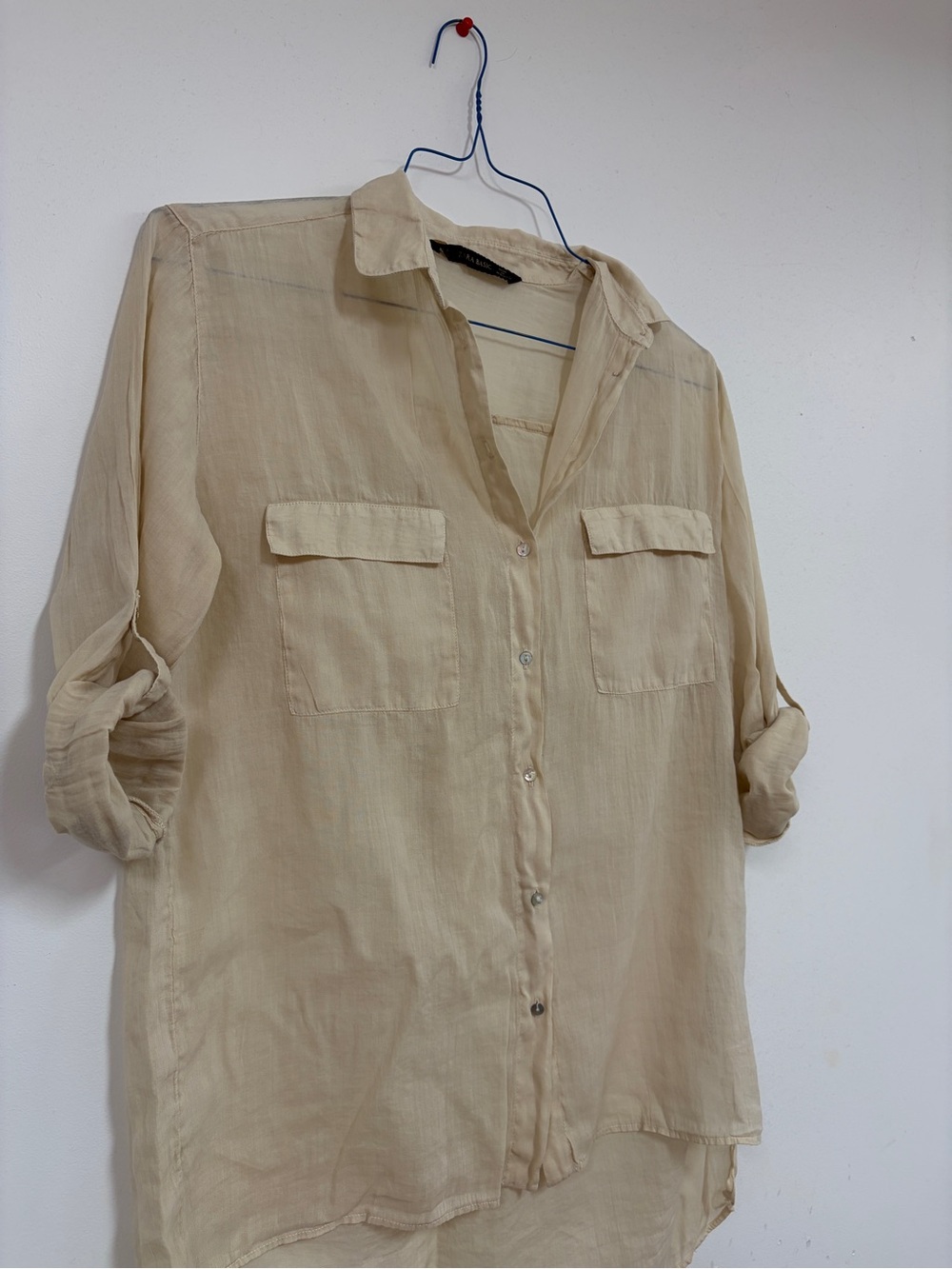 Zara Basics / Neutral Taupe / Button Down Shirt / Size S